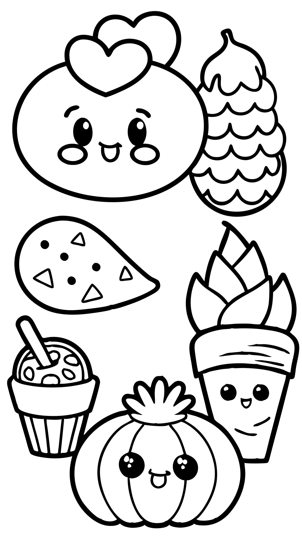 easy cute food coloring pages